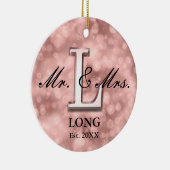 Roos Gold Custom Pas getrouwd Keramisch Ornament (Rechts)