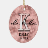 Roos Gold Custom Pas getrouwd Keramisch Ornament (Rechts)