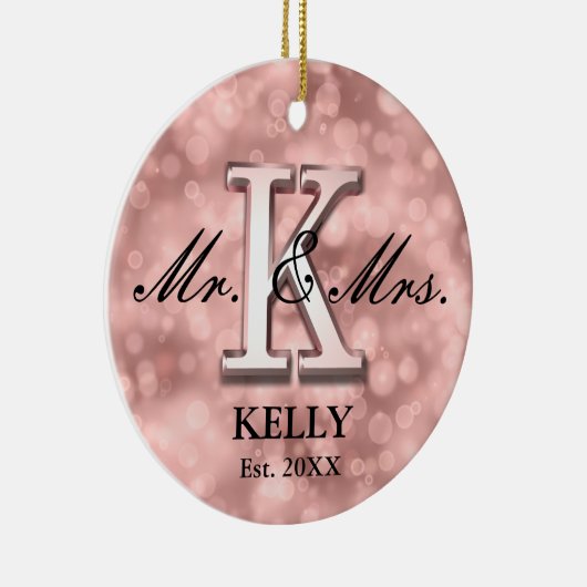 Roos Gold Custom Pas getrouwd Keramisch Ornament (Rechts)
