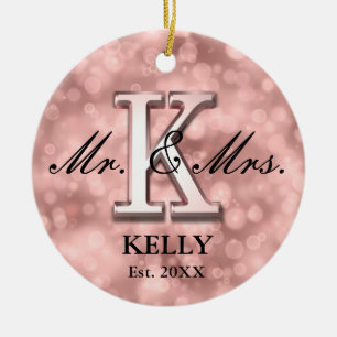 Roos Gold Custom Pas getrouwd Keramisch Ornament