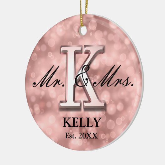 Roos Gold Custom Pas getrouwd Keramisch Ornament (Links)