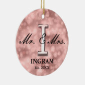 Roos Gold Custom Pas getrouwd Keramisch Ornament (Rechts)