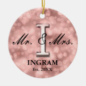 Roos Gold Custom Pas getrouwd Keramisch Ornament (Voorkant)