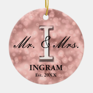 Roos Gold Custom Pas getrouwd Keramisch Ornament