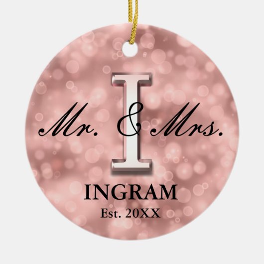 Roos Gold Custom Pas getrouwd Keramisch Ornament (Voorkant)