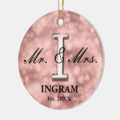 Roos Gold Custom Pas getrouwd Keramisch Ornament (Links)