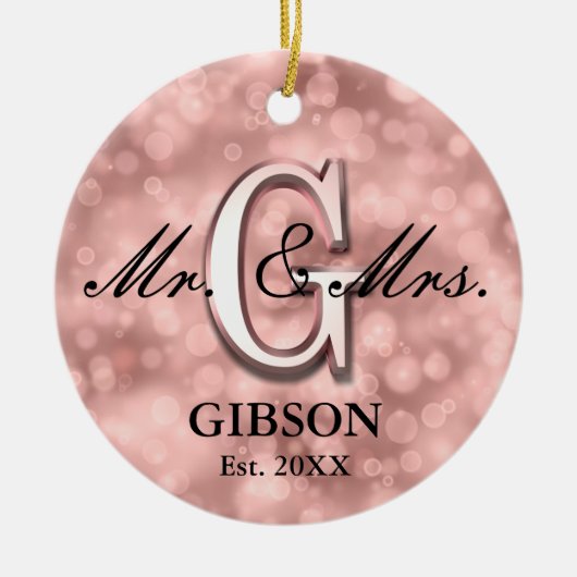 Roos Gold Custom Pas getrouwd Keramisch Ornament (Voorkant)