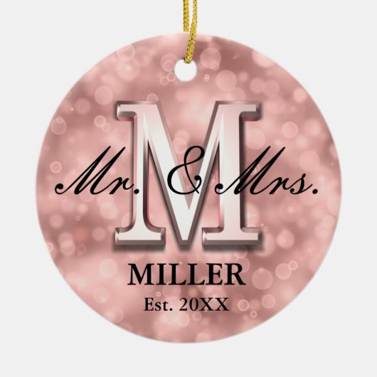 Roos Gold Custom Pas getrouwd Keramisch Ornament (Voorkant)