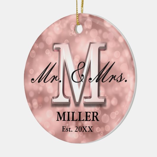 Roos Gold Custom Pas getrouwd Keramisch Ornament (Links)