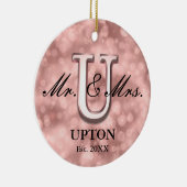 Roos Gold Custom Pas getrouwd Keramisch Ornament (Rechts)