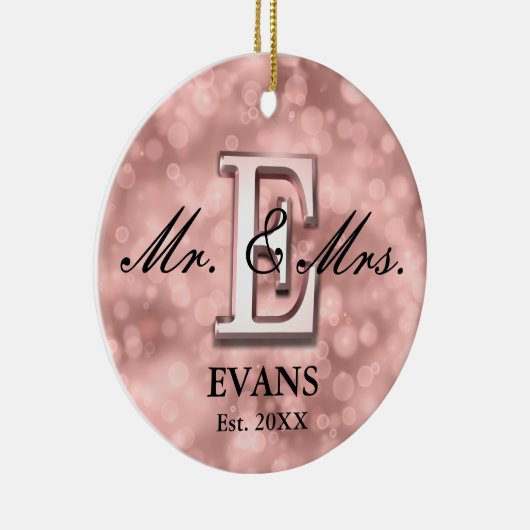 Roos Gold Custom Pas getrouwd Keramisch Ornament (Rechts)