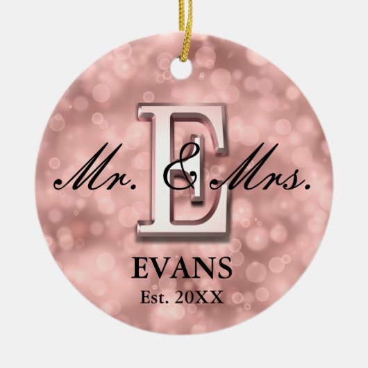 Roos Gold Custom Pas getrouwd Keramisch Ornament (Voorkant)