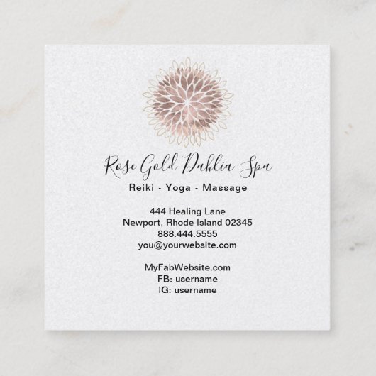 ~ Roos Gold Dahlia Flora Energy Burst AP2 Vierkante Visitekaartje (Achterkant)