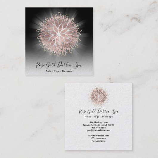 ~ Roos Gold Dahlia Flora Energy Burst AP2 Vierkante Visitekaartje (Voorkant / Achterkant)