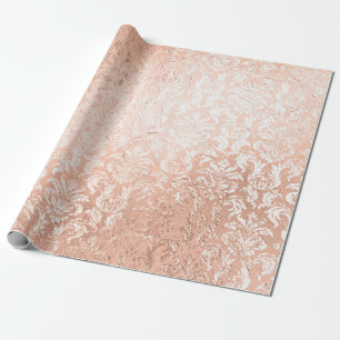 Roos Gold Damask Cadeaupapier