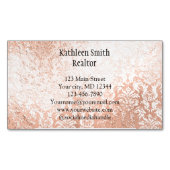 Roos Gold Damask Elegant Feminine Magnetisch Visitekaartje (Voorkant)