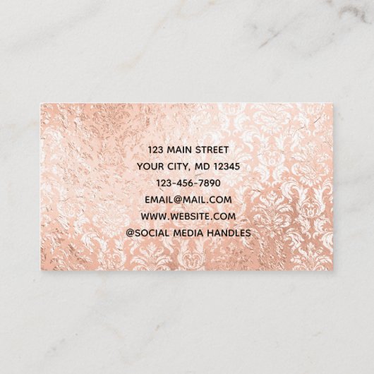 Roos Gold Damask Elegant Feminine Visitekaartje (Achterkant)