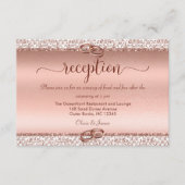 Roos Gold Damask Elegant Wedding Reception Informatiekaartje (Voorkant)