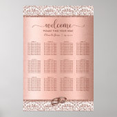 Roos Gold Damask Elegant Wedding Seding Chart Poster (Voorkant)