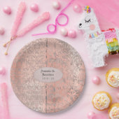 Roos Gold Damask Krantenpapier Bruiloft Papieren Bordje (Feest)