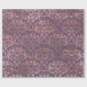 Roos Gold Damask op Paars Cadeaupapier (Vlak)