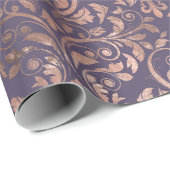 Roos Gold Damask op Paars Cadeaupapier (Rol Hoek)