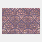 Roos Gold Damask op Paars Inpakpapier Vel (Voorkant)