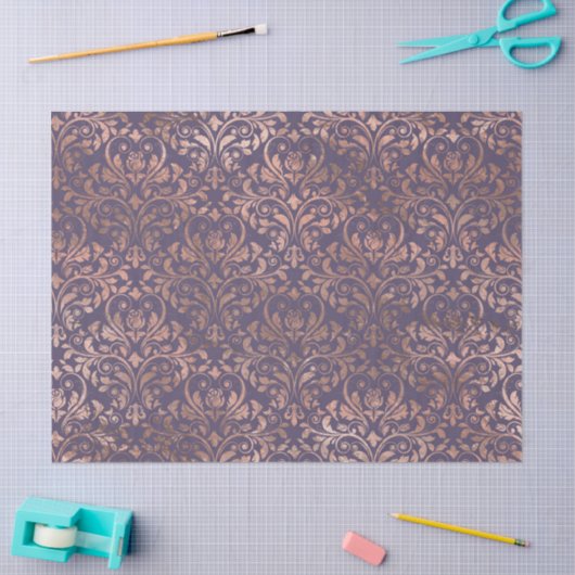 Roos Gold Damask op Paarse ontkoppeling Tissuepapier (Craft)