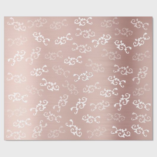  Roos Gold Damask Patroon Cadeaupapier (Vlak)