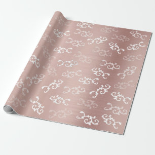 Roos Gold Damask Patroon Cadeaupapier