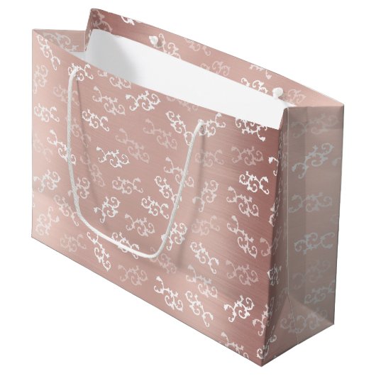  Roos Gold Damask Patroon Groot Cadeauzakje (Voorkant Gekanteld)