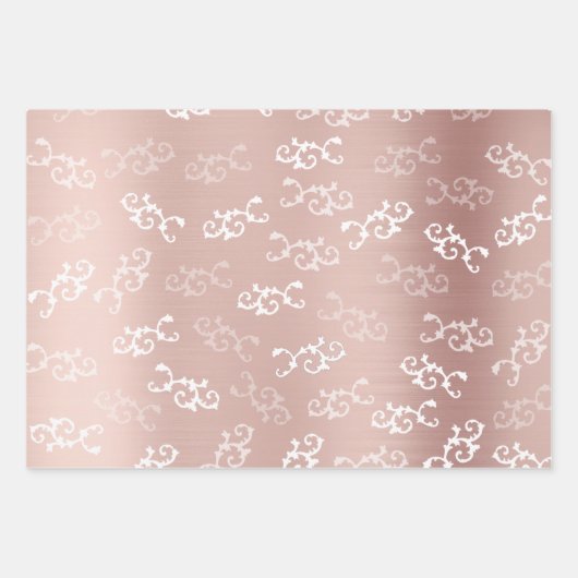  Roos Gold Damask Patroon Inpakpapier Vel (Voorkant 3)