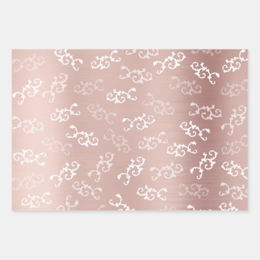  Roos Gold Damask Patroon Inpakpapier Vel (Voorkant 2)