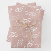  Roos Gold Damask Patroon Inpakpapier Vel (In situ)