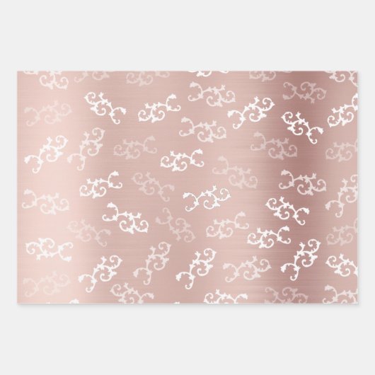  Roos Gold Damask Patroon Inpakpapier Vel (Voorkant)