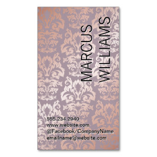 Roos Gold Damask Patroon Magnetisch Visitekaartje