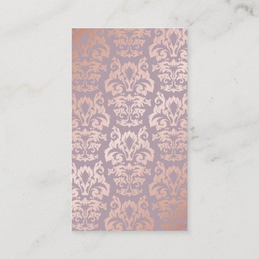 Roos Gold Damask Patroon | Opgevuld leder Visitekaartje (Achterkant)