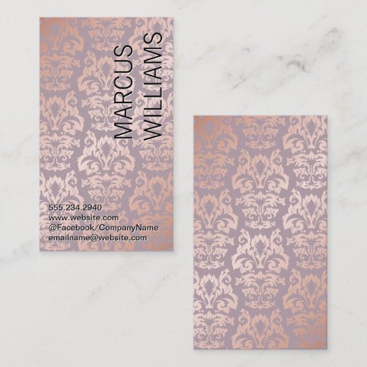 Roos Gold Damask Patroon Visitekaartje (Voorkant / Achterkant)