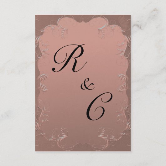  Roos Gold Damask Wedding - Gegevens Informatiekaartje (Achterkant)