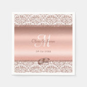 Roos Gold Damask Wedding Monogram Servet (Voorkant)
