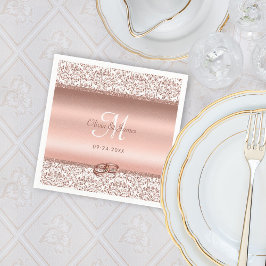 Roos Gold Damask Wedding Monogram Servet