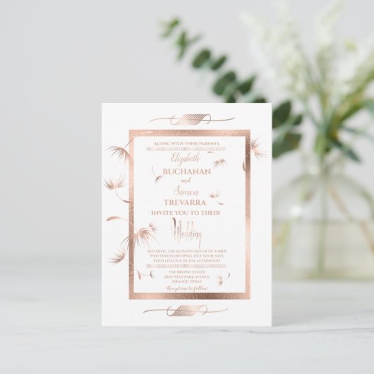 Roos Gold Dandelion Fluff Simple en Elegant Briefkaart (Staand voorkant)