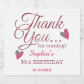 Roos Gold Dank u 50ste Verjaardagsfeestgunsten Sparkling Wijnetiket (Enkel label)