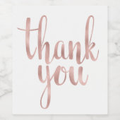 Roos Gold Dank u wijnlabel, folie Wijn Etiket (Enkel label)