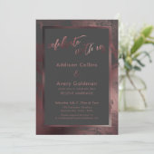 Roos Gold & Dark Grey Marble Celebrate met ons Kaart (Staand voorkant)