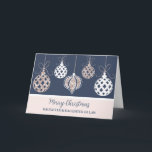 Roos Gold Daughter & Daughter in Law Christmas Kaart<br><div class="desc">Vrolijk kerstfeest voor dochter en dochter in wetskaart in modern marineblauw met sprankelend rozen gouden ornamenten.</div>