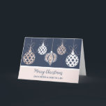 Roos Gold Daughter & Son in Law Vrolijk kerstfeest Kaart<br><div class="desc">Vrolijk kerstfeest voor dochter en schoonzoon kaart in modern marineblauw met sprankelend rozen gouden ornamenten.</div>
