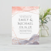 Roos Gold Dawn Waterverf Geometric Modern Wedding Kaart (Staand voorkant)