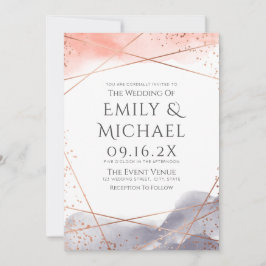 Roos Gold Dawn Waterverf Geometric Modern Wedding Kaart