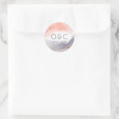 Roos Gold Dawn Waterverf Geometrisch monogram Ronde Sticker (Tas)